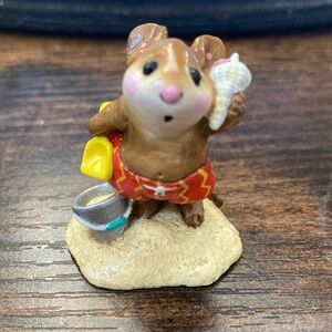 Sea Sound Wee Forest folks Mouse Figurine in orange Swim Trunks